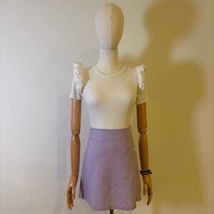 Zara white rib Ruffle Bodysuit